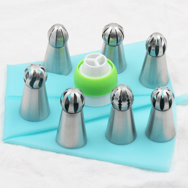 7Pcs Pastry Nozzles Icing Piping Tips Russian Ball Shape Cake Decorating Nozzles Piping Set Stainless Steel Baking Tools