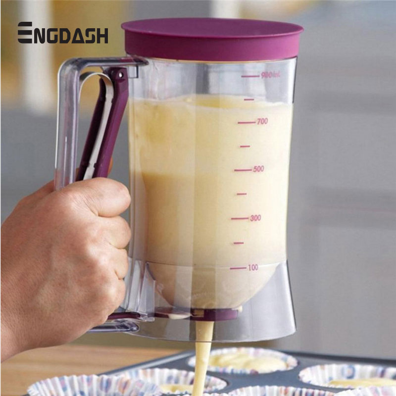 ENGDASH 900ml Cupcake Pancake Cake Cream Dispenser Cake Mix Jug Baking Essentials Maker Cooking Tools Funnel Measuring Cup